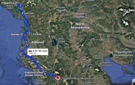 Put do Grčke preko Albanije - Ruta 1 - kontinentalna - Podgorica - Drač - Telepene - Đirokastra - Kakavia - Ioanina
