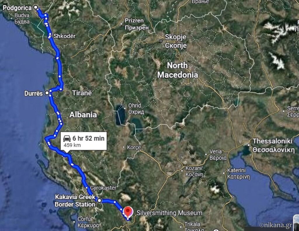 Put do Grčke preko Albanije - Ruta 1 - kontinentalna - Podgorica - Drač - Telepene - Đirokastra - Kakavia - Ioanina